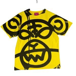 Mishka‎ NYC Bear Graphic T-Shirt Men’s M Yellow Streetwear Cotton USA Made